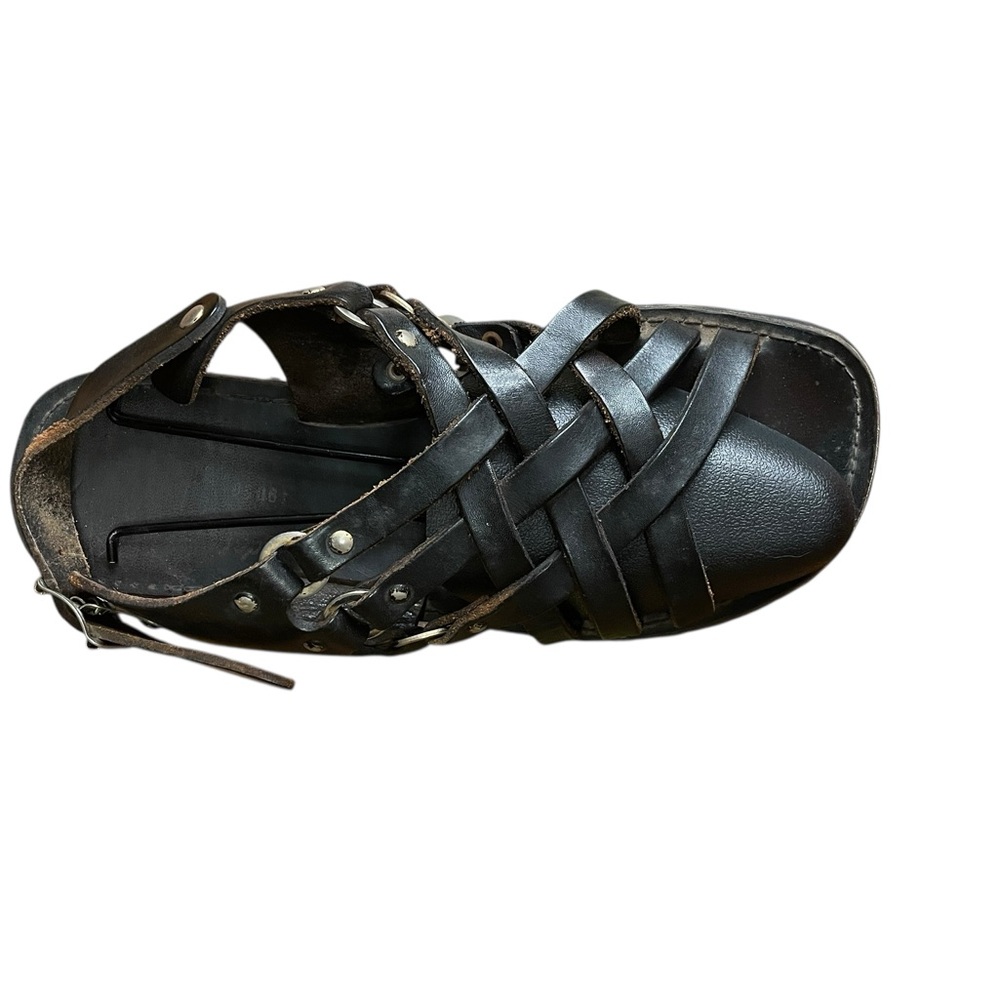 Black Italian Leather Sandals women's sz 10. rugged, well made. FREE SHIPPING - Picture 9 of 9